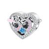 Multi Color Charms Fit Fashion Original Bracelets 925 Silver Colorful Zircon Rainbow Bead Love Heart Clip Charm DIY Jewelry