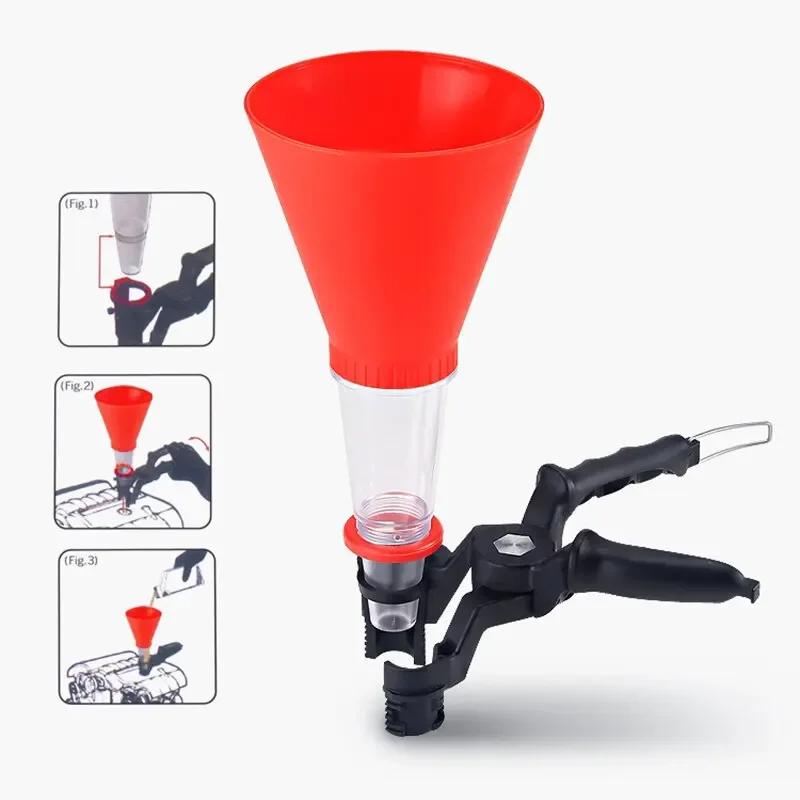 Universal Car Engine Oil Funnel Set Precision Clamp Leak-Proof PVC Versatile Tool for Hassle-Free Auto Filling Maintenance