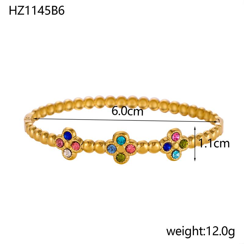 

CARLIDANA Latest Gold Plated Stainless Steel Jewelry Bamboo Shaped Star Clip Bangles with Zircon Gift Accessories Bracelet