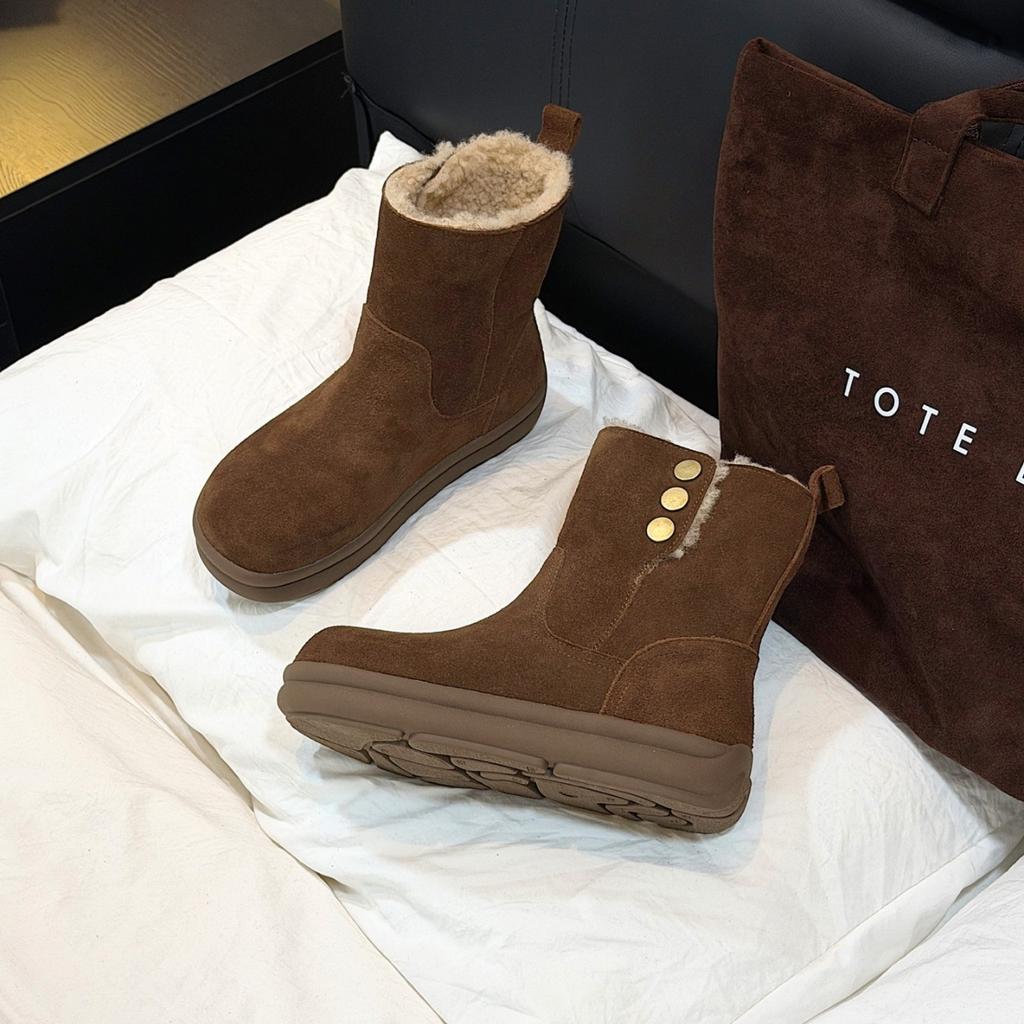 Lamb wool snow boots women's new winter piled thickened thick-soled non-slip warm Birkenstock short boots