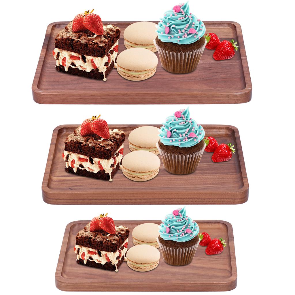Walnut Service Plate Square Decoration Fruit Food Dessert Plate Tray Wooden BBQ Plate