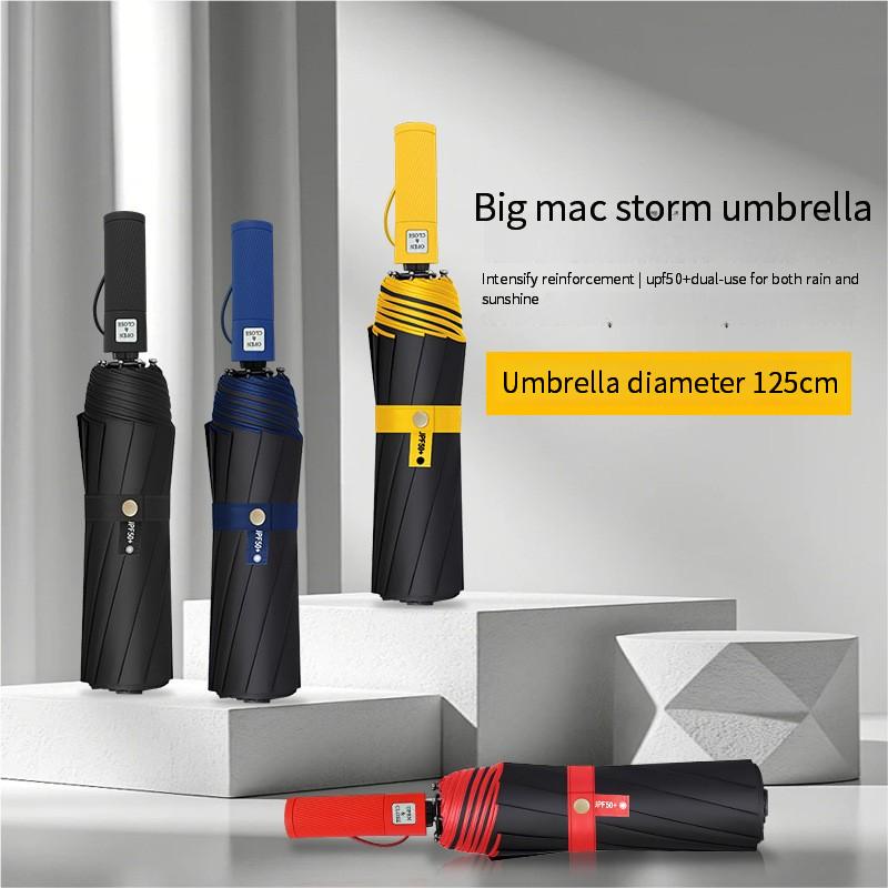 125Cm Three-Fold Extra Large Double-Layer Umbrella Surface Vinyl Sunscreen Folding Men'S Umbrella Manufacturer