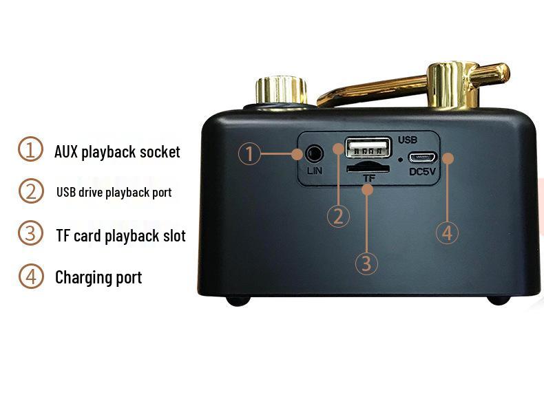 YX Atomic Black Retro Wood-Grain Mini Bluetooth Speaker: Portable High-Quality Nostalgic Design