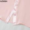 VONDA Women Elegant Solid Color Knot Long Sleeve Blouses