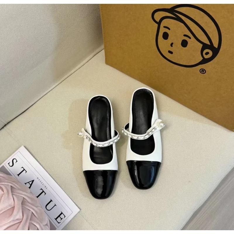 

Silver bag head half drag outer wear inner height increase 5cm Mary Jane small fashion height increase single shoes 33 белый