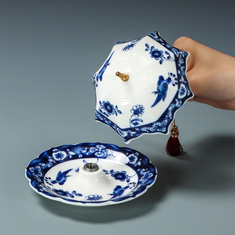 Ceramic Umbrella Tea Strainer Chinese Style Blue and White Porcelain Tea Filter Tea Room