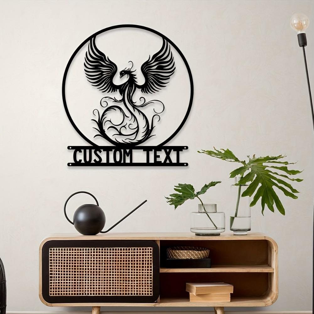Custom Metal Phoenix Wall Art, Engraved Family Name Sign, Rustic Address Plaque, House Number Decor, Personalized Gift
