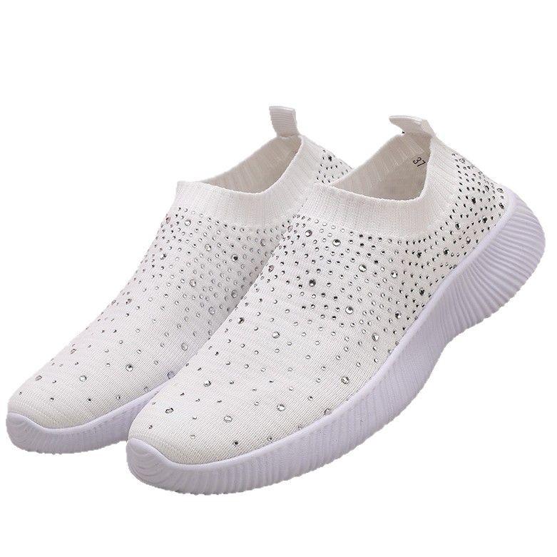 Große Größe Frühling und Herbst neue Mode lässig Suppe Diamant fliegendes Weben Damen Sportstil Outdoor lässige Damenschuhe