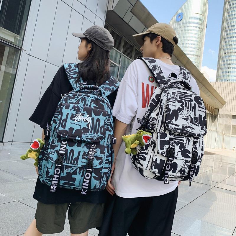 Schoolbag Male Comics Large Capacity Junior High School Student Campus Backpack Trendy Cool Street Newspaper Backpack