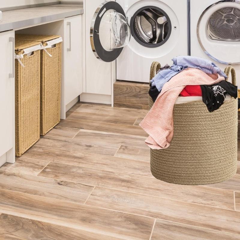 Spacious Handwoven Cotton Rope Basket Delicate Cotton Rope Large Woven Basket Versatile Home Organization Stand Holder
