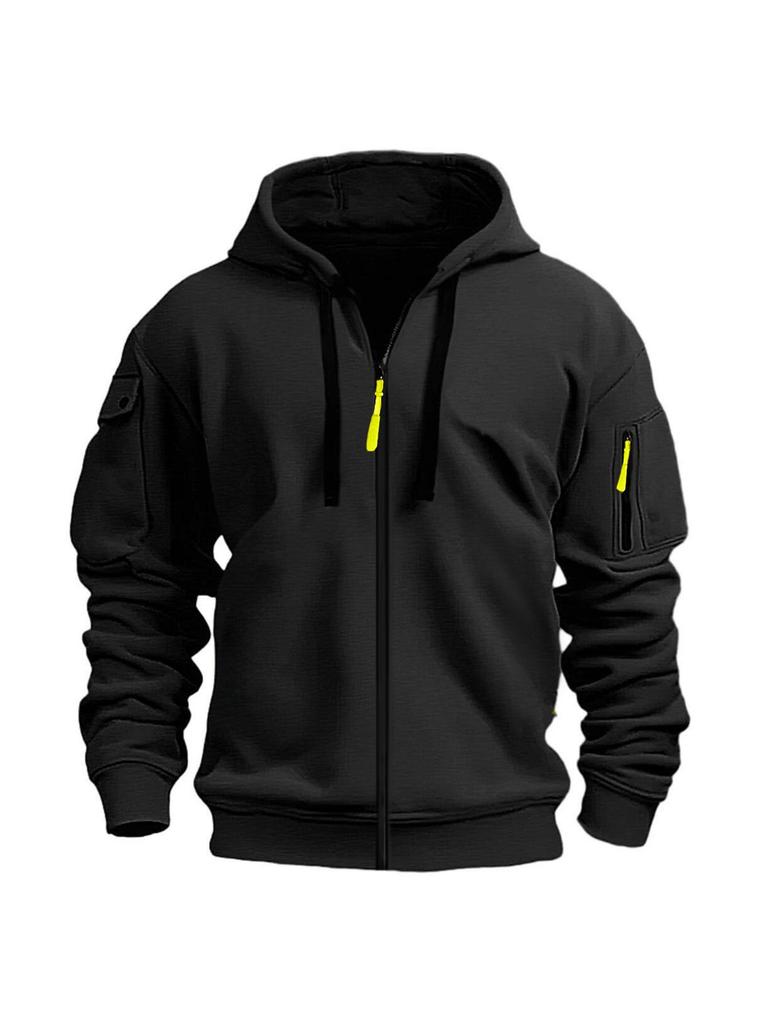 2024 Men's Multi-Pocket Embroidered Zip-Up Hoodie for Spring and Autumn