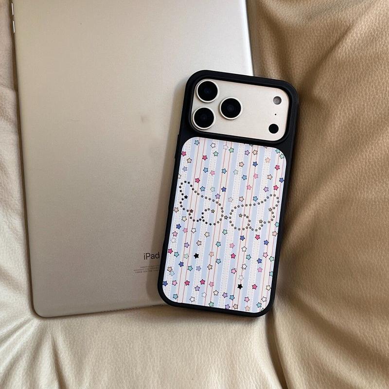 Korean INS Colorful Stars Wings Grid Advanced Phone Case For iPhone 17 Air 16 15 14 12 13 11Pro Max Plus Anti Drop Protect Cover