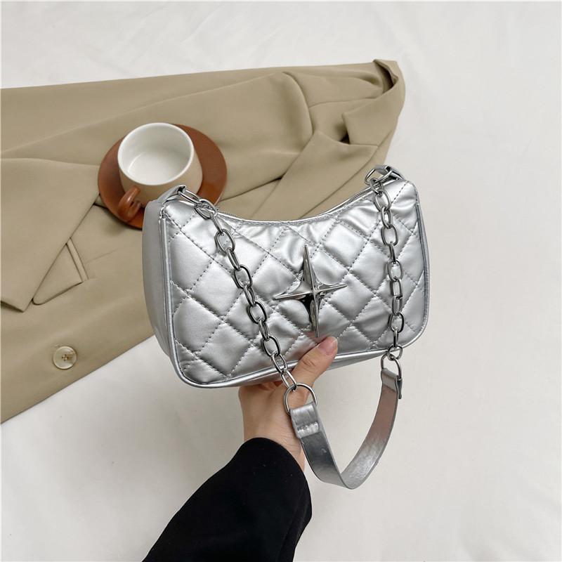 

Нішева дизайнерська жіноча сумка під пахву 2024 літо нова модна атмосферна сумка-месенджер повсякденна плечова портативна маленька сумка тренд срібний