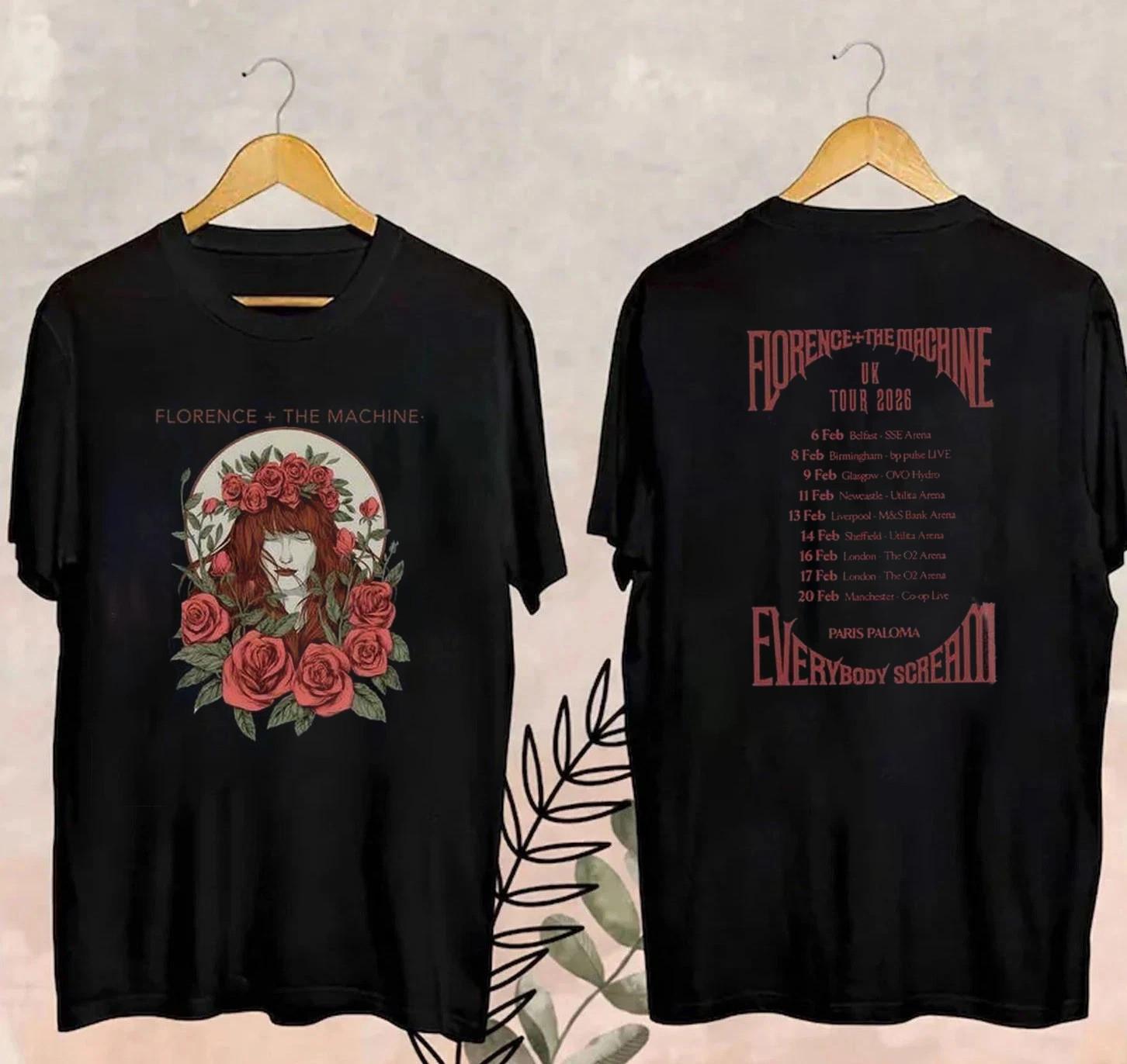 Florence and The Machine 2026 On Tour 2 Sides Black S to 5XL Shirt SG577 S разноцветный