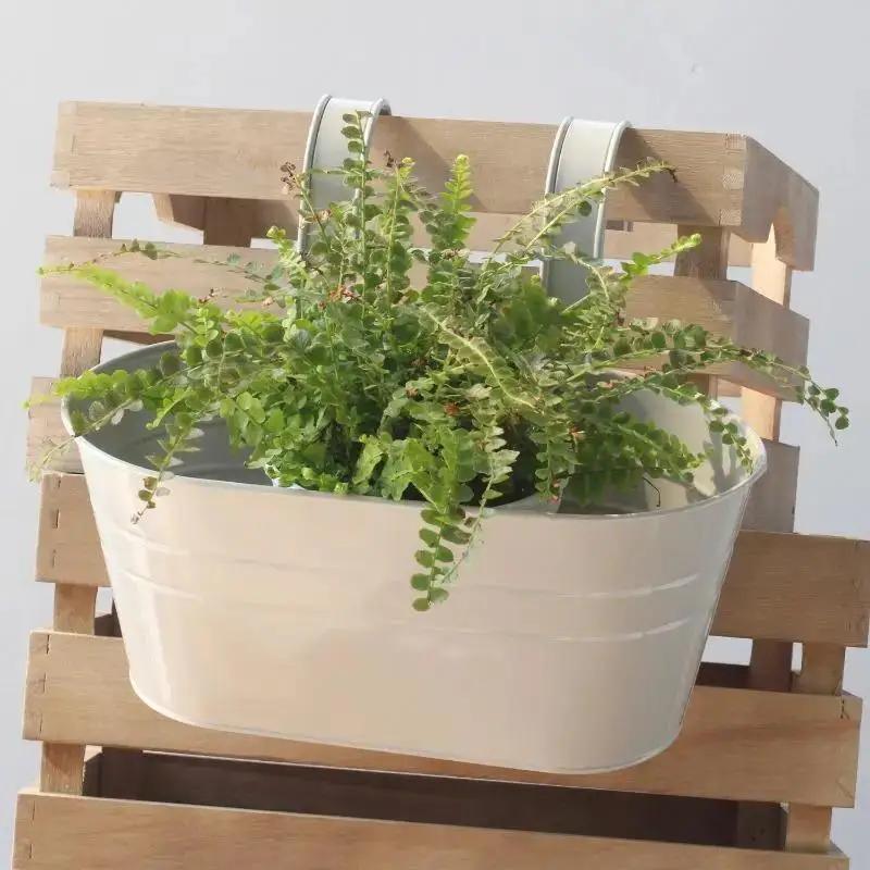 Colorful Hanging Flower Pot Detachable Double Hook Fence Plant Pot Horticultural Decoration Bonsai Flower Rack Home BalconyDecor