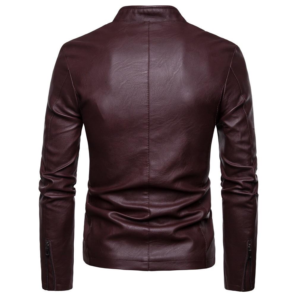 Fashion Men  Winter Warm Casual Leather Zipper Long Sleeve Jacket Coat Top