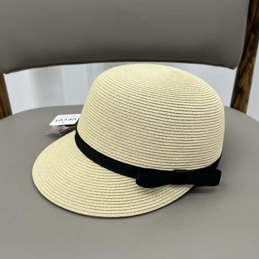 Export quality fine straw daily order simple face small equestrian hat women's summer sunscreen versatile sunshade cap