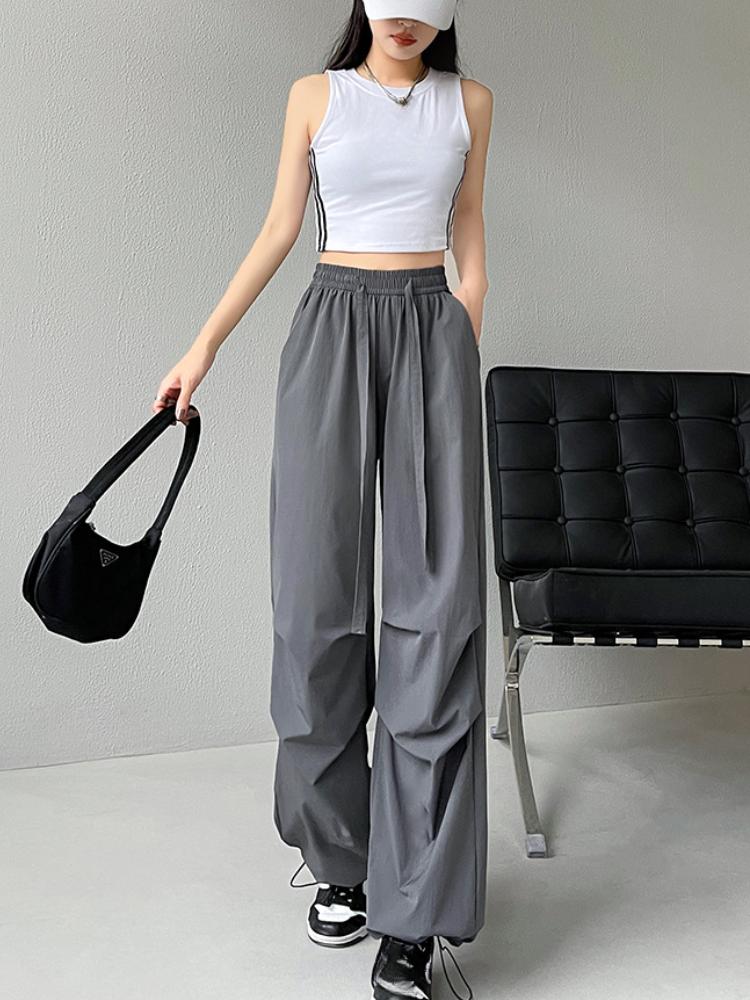 Summer Sports Pants Women's Summer Thin Casual Cargo Pants Wide Leg High Waist Quick Drying Pants Women's Fashion Pants