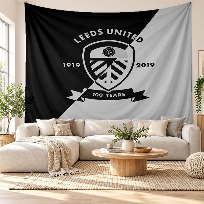 Arazzo da Parete Calcio Leeds United, Appeso a Parete in Tessuto Morbido, Sfondo Decorativo per Camera da Letto Arte Murale per la Casa