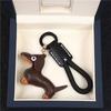 Custom Number Sausage Dog Leather Keychain Pendant Personalized Cartoon Keyring with Braid Rope Bag Car Key Ring