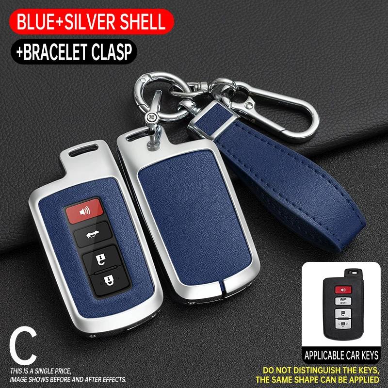 Metal Leather Car Key Case Cover For S0 Prius CHR Aygo Corolla Yaris RAV4 Camry Land Cruiser Highlander Prado Auris Avalon JH0
