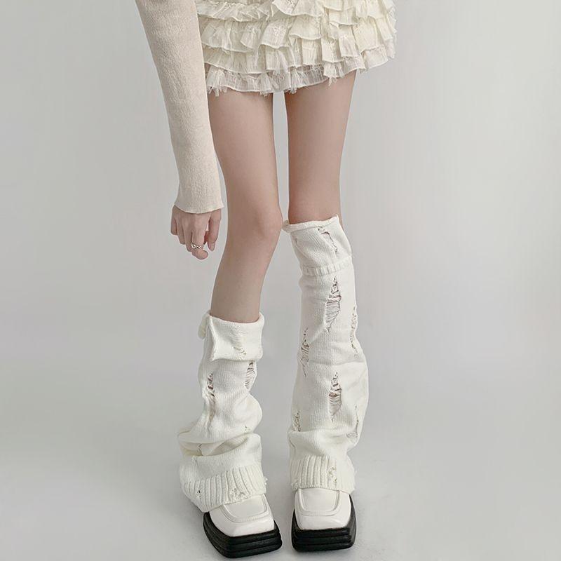 Y2k gebrochenes Loch offene Gabelklappe süße vielseitige Leggings weibliche Anpassung Bein Wadensocken Mittelkalbsocken