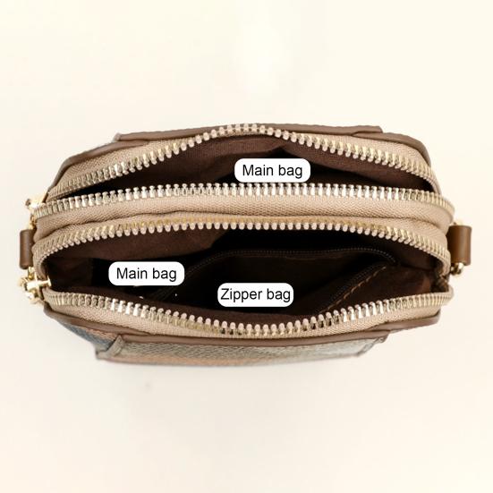 Crossbody Shoulder Bag Vintage Geometric Ladies Phone Bag Patchwork Colorblock Purses Double Layers Detachable Shoulder Strap Lady Purse Commute