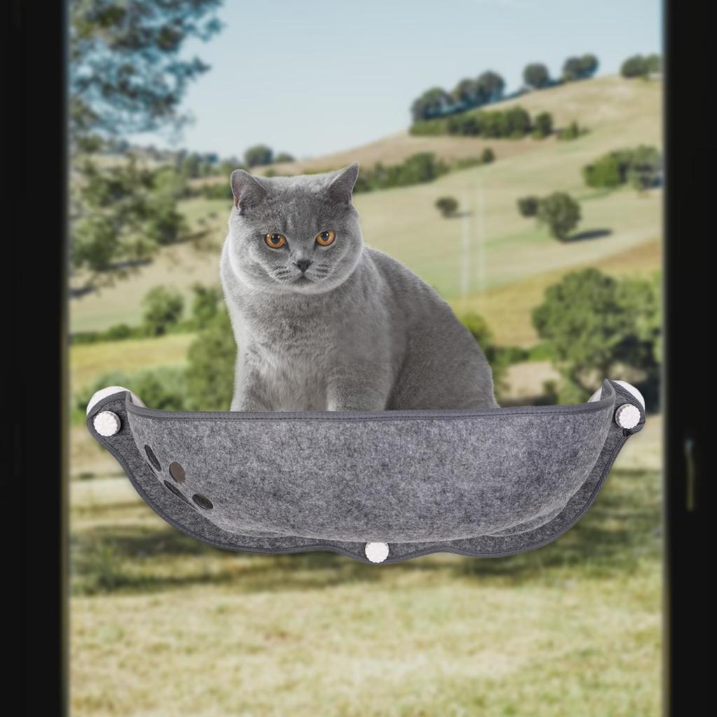 Cozy Window Cat Bed Basking Hammock Cat Perch, Suction Cup Pet Hanging Bed Solid Space Saving Sunny Seat Cat Window Perch