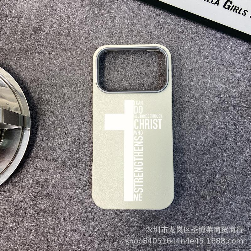 White English applicable iPhone17promax mobile phone case Apple 16 all-inclusive 15 anti-drop 13 leather pattern protective case