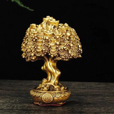 Lucky Copper Bring Money Tree Ornaments Pot Tree Living Room Office Desktop Sculptures