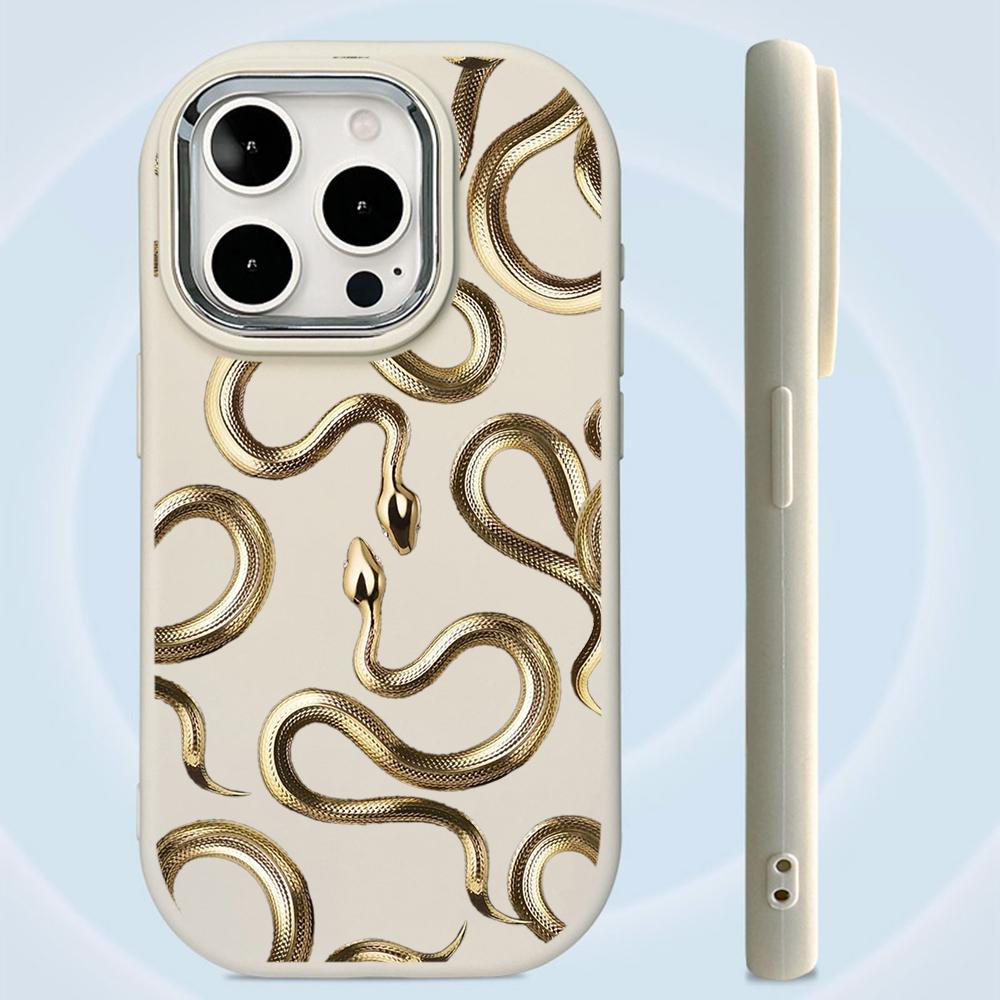 Мягкая задняя крышка N72 Black Gold Snake art для Samsung S24 Ultra A14 iPhone 16 Pro — фото 4