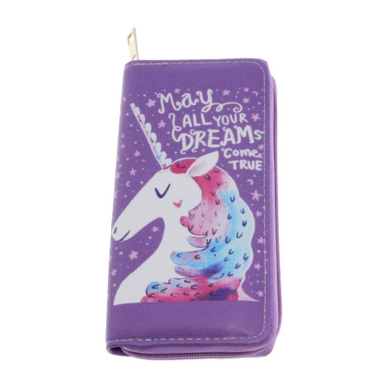 Anime peripheral unicorn long zipper wallet, wallet clutch