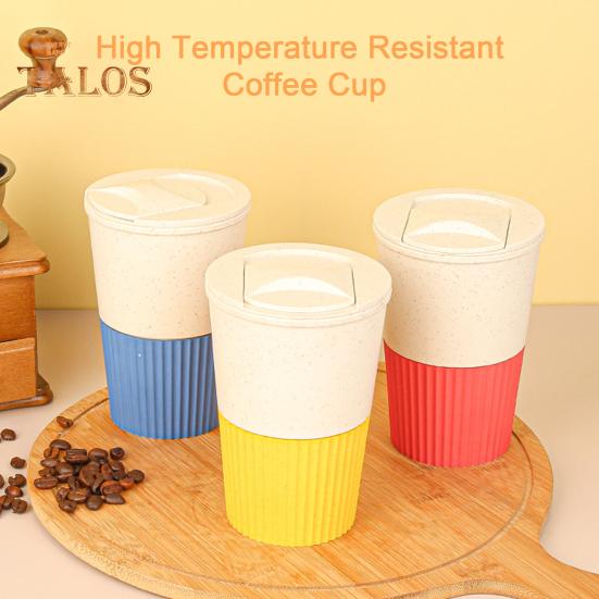 380ML Coffee Cup Food Grade Material High Temperature Resistant Thick Leakproof Anti-crack Travel Mug With Lid Reusable Non-slip Sleeve Outdoor