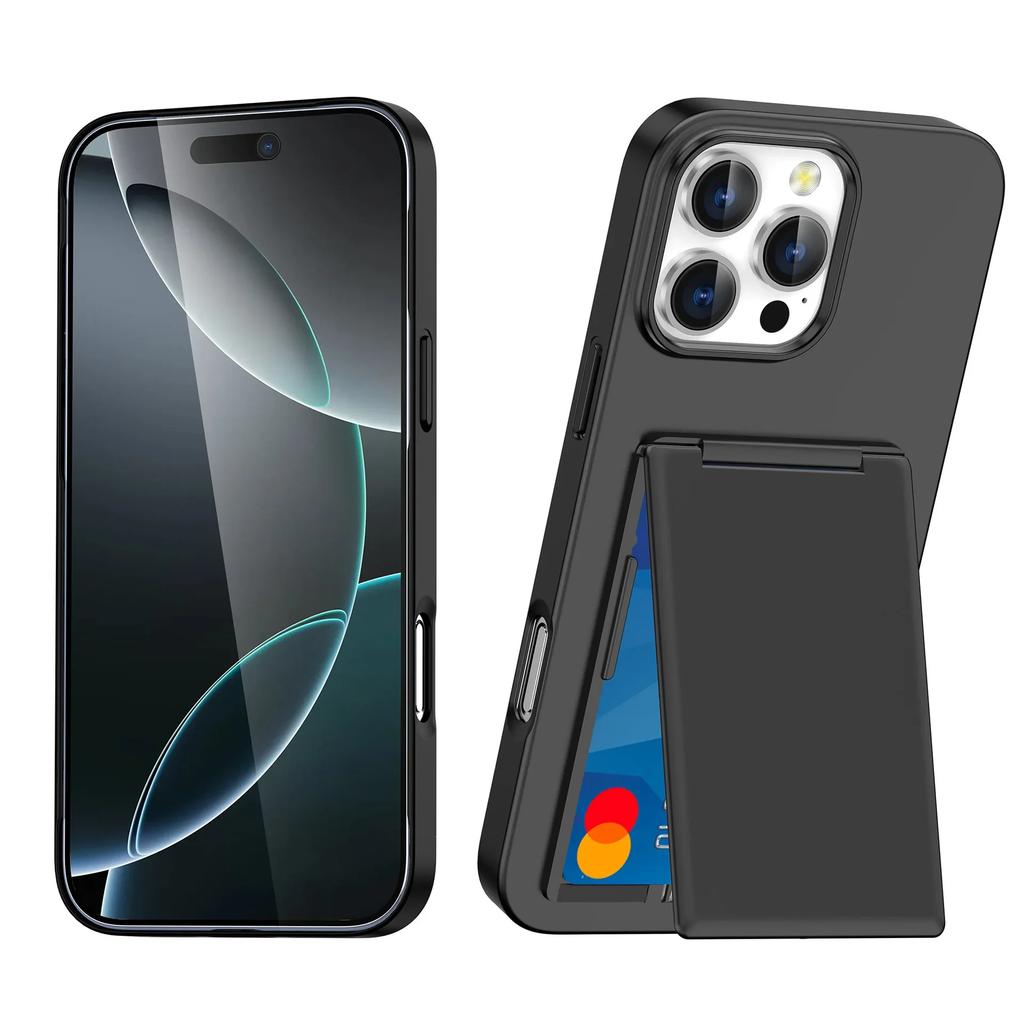 Walle Phone Case for For IPhone 16 Plus 15 14 13 12 Pro Max Shockproof Protective Anti-fall Cover t with Card Holder Kickstand