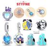 S925 Silver Castle Fairy Tale Charms Blue Crytsal Luminous Beads Fit Original Bracelet for Women Diy Fine Jewelry Gift