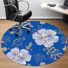 1pc Floral Blue Pattern Office Round Rug, Non-slip, Soft and Durable Office Rug for Interior Decoration, Perfect for Office, Beautiful Decoration yy26