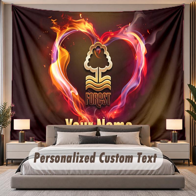 Custom Name Text Tapestry Nottingham Forest Personalized Polyester Wall Tapestry For Bedroom And Room