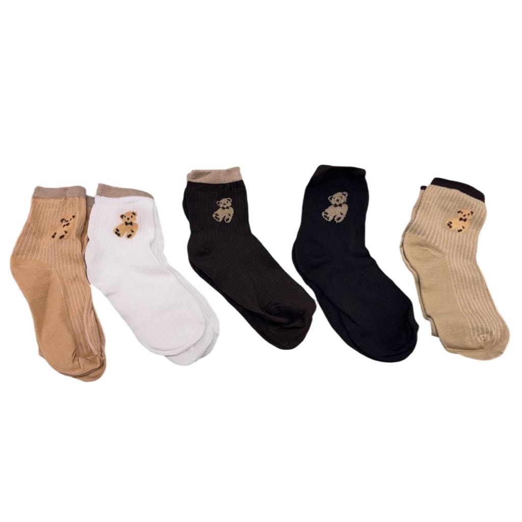 Women's Bear Socks Medium Tube Cute Cartoon Teddy Bear Socks High Top Long Tube Socks