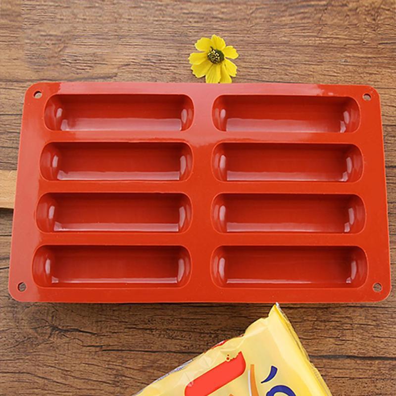 Long Strip Finger Biscuit Silicone Mold 8 Holes Oven Cake Mould Bakeware Fingers Puff Ice Cube Tray Bakeware Moulds