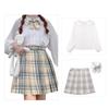 Qichenk High School Girl Uniform Pleated Checkered Skirt with Perfect for Photo Amusement Cultural Long Size L Skirt, Skirt, Cosplay, Ribbon, Parties,