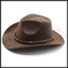 WHITE FANG Fedora Hat Free Size Brown Suede-like Ethnic Belt Wide Brim CZ178