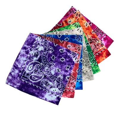 Cotton New Tie-Dyed Headscarf Paisley Scroll Bandanna Tie-Dyed Square
