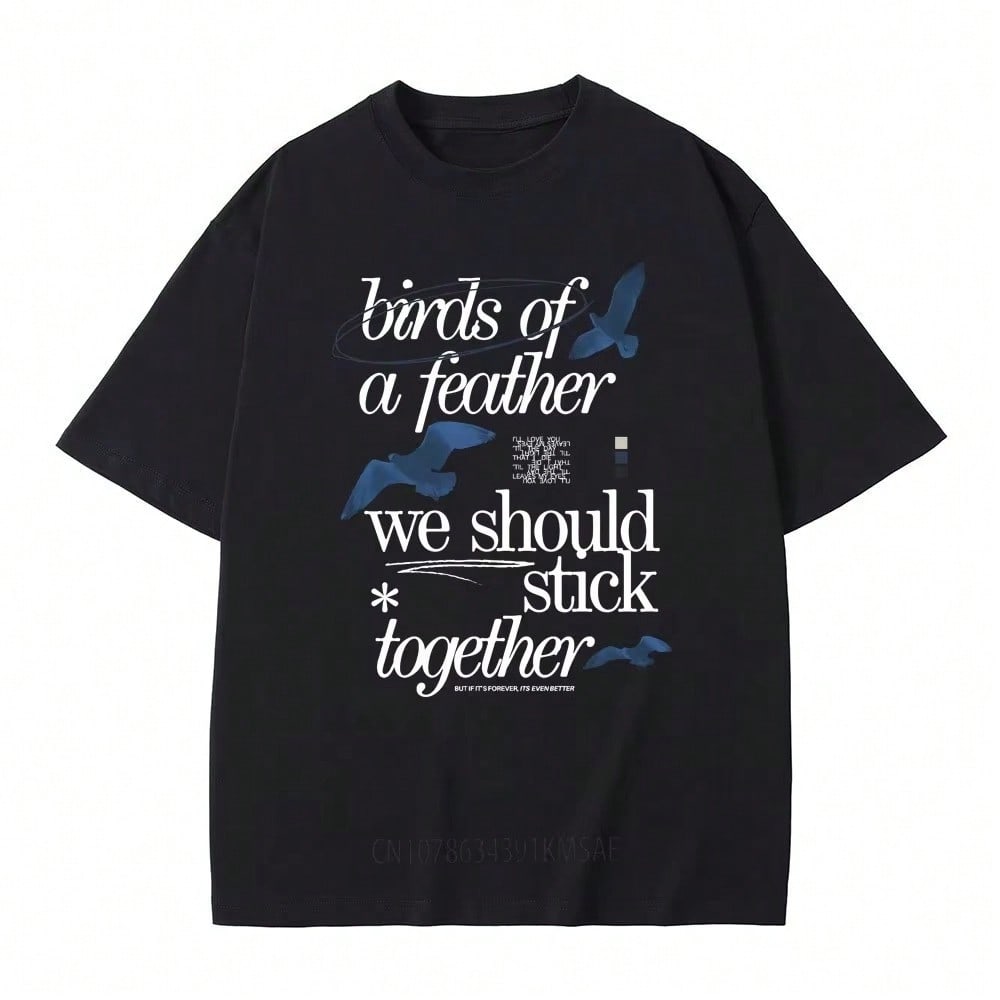 Birds Of A Feather Graphic T-Shirts Male Casual Oversized T Shirt unisex Wounisex Hip Hop Fashion Harajuku Tshirt S разноцветный