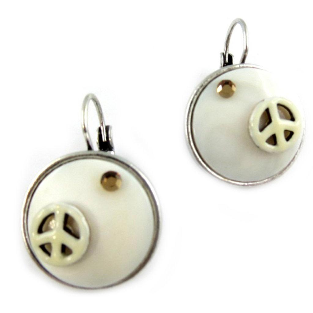 NOA [G0367] - Bílé náušnice 'Nacre en Folie' se šátkem