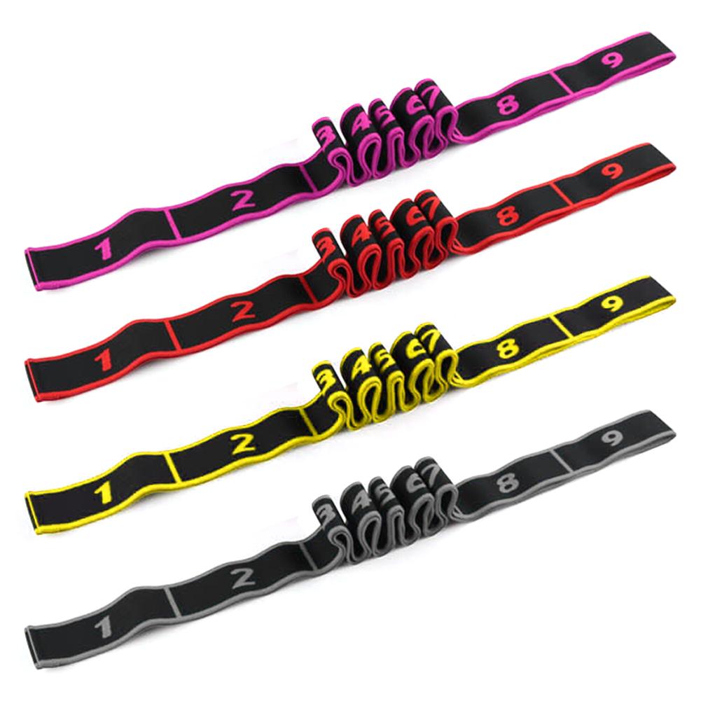 Adult Yoga Stretch Resistance Bands High Elasticity 9-Section Belt Yoga Assisted Stretching Belt Dancing Fitness Training Straps