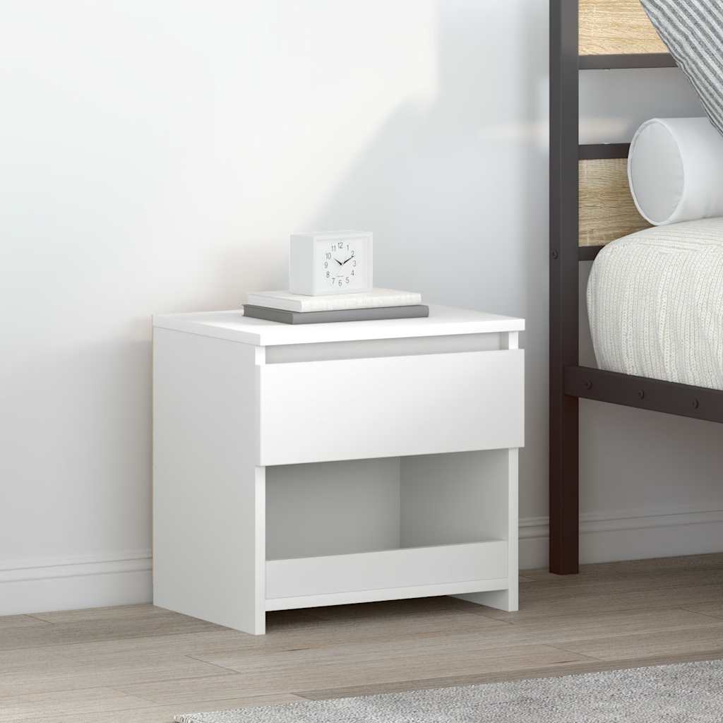 Nightstand White 40x30x39 Cm Engineered Wood