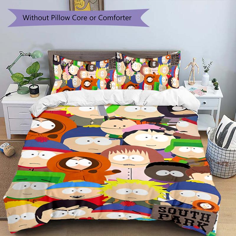 South Park 3pcs Bedding Set Duvet Cover Closure Includes 1 Duvet Cover & 2 Pillowcases for All Seasons Bedroom Home Dorm Decor