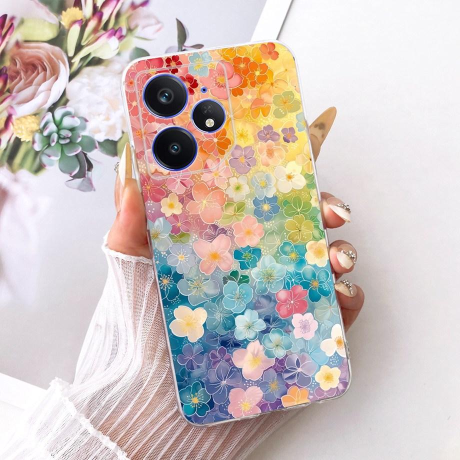 Etui na telefon Realme Neo7 Turbo Neo 7 Miękkie Przezroczyste Silikonowe Funda Wzór Kwiatowy Motyl Kokardka Smok Loong Tylna Pokrywa RMX5060
