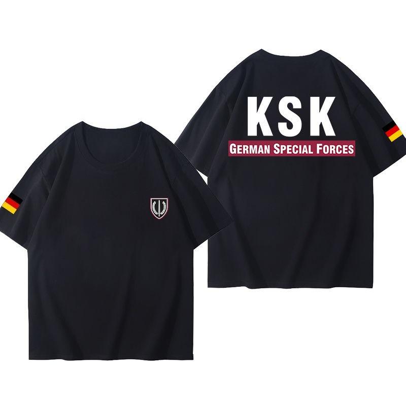 GerUnisexy Ksk GerUnisex Special Forces Tshirt Military Fan Military Style Tactical Casual Shortsleeved Top pure Cotton Tee Summer