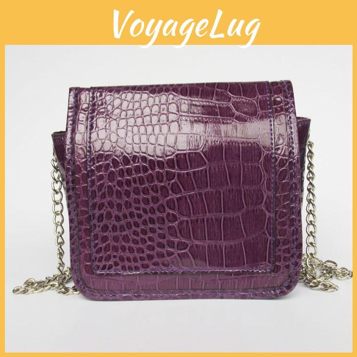 Elegant Women Pu Leather Mini Messenger Bag With Stylish Chain And Classic Design